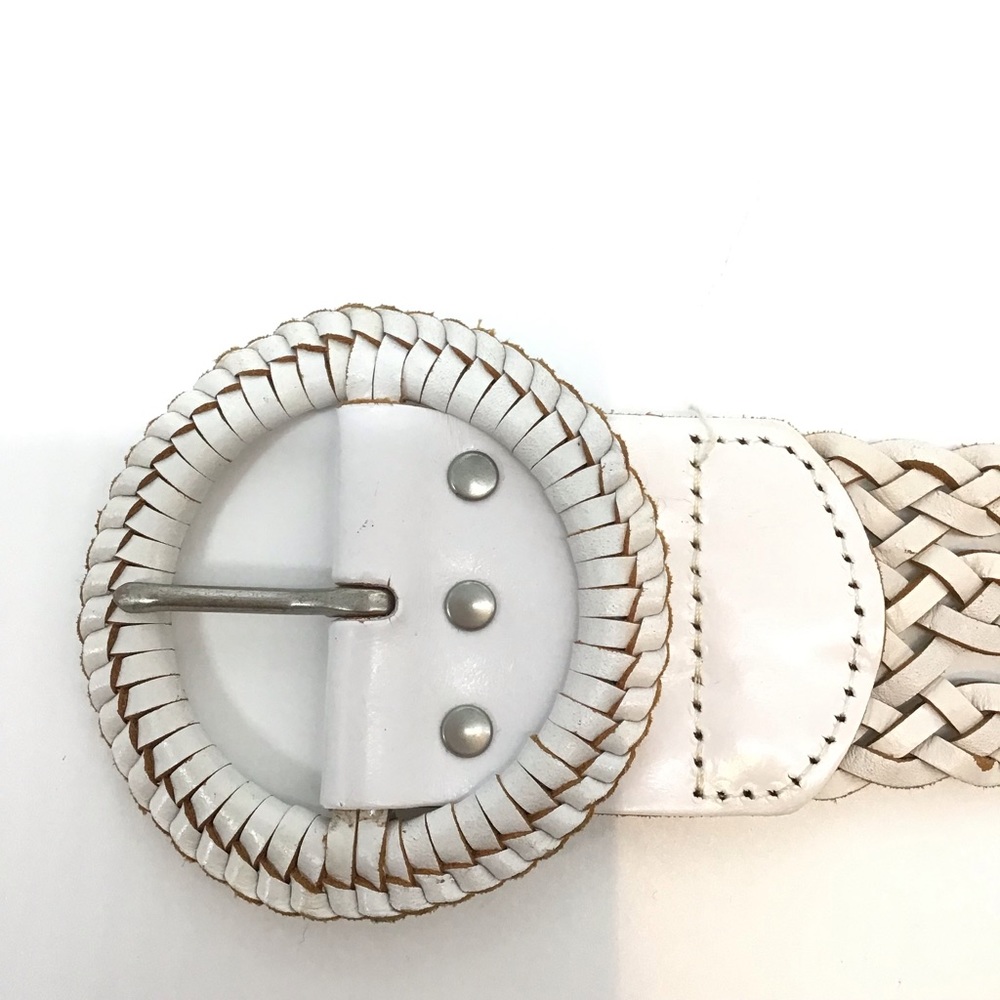 American Eagle White Leather Braided Belt - Picture 3 of 11